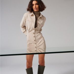 Zara Beige Button-Up Dress